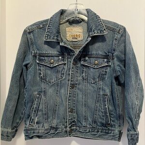 Place Est 1989 Girl’ Denim Jacket, Size M, Distressed Blue, Snap Closures